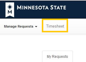 Screenshot of the timesheet request link