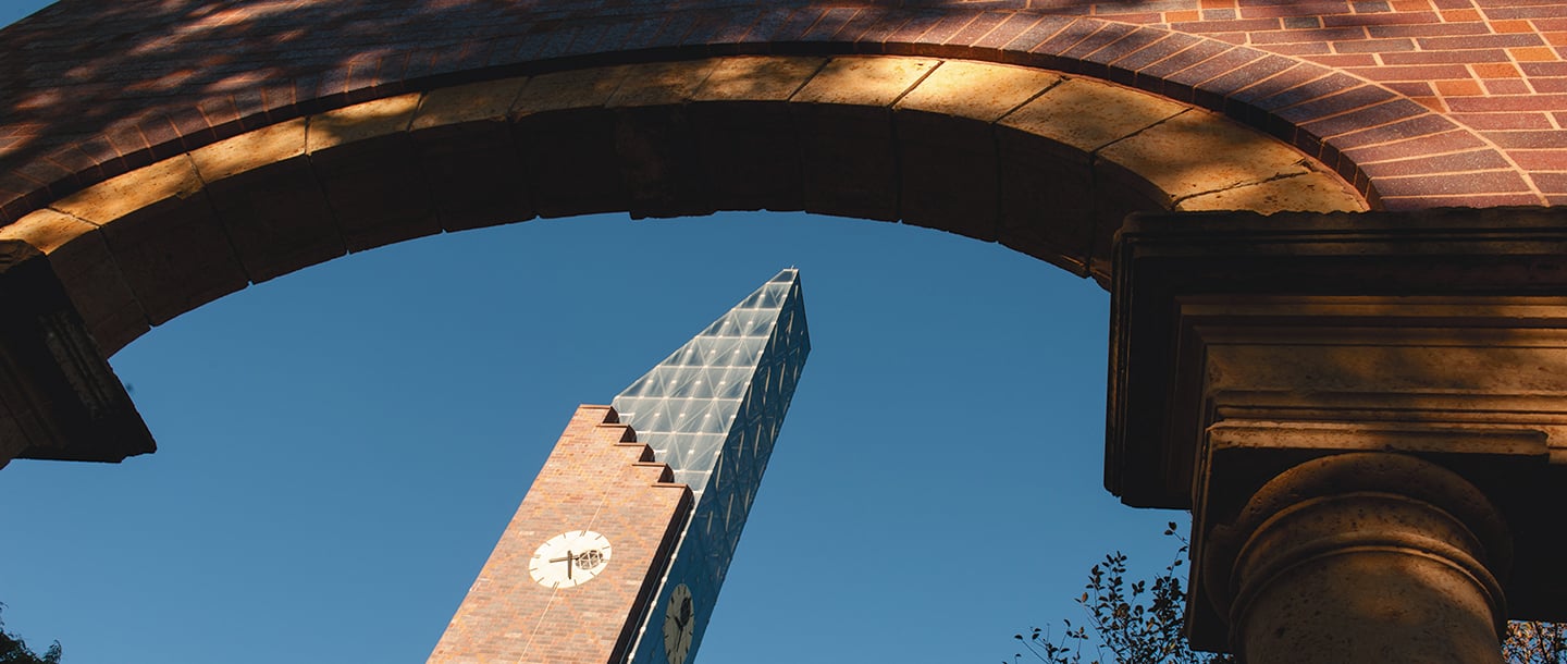  The campus Arch with the Ostrander Bell Tower in the background